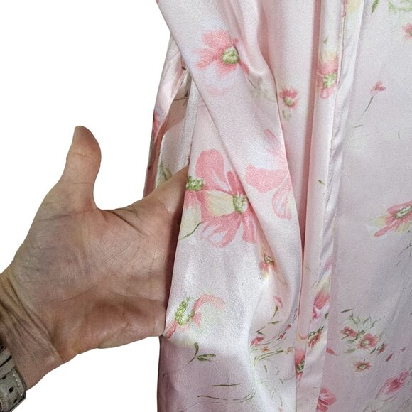 Oscar de la Renta Pink Label Peignoir Set S/M Soft Pink Floral Rosette Detail - Picture 10 of 16